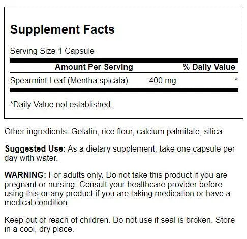 Spearmint Leaf Dietary Supplement Capsules