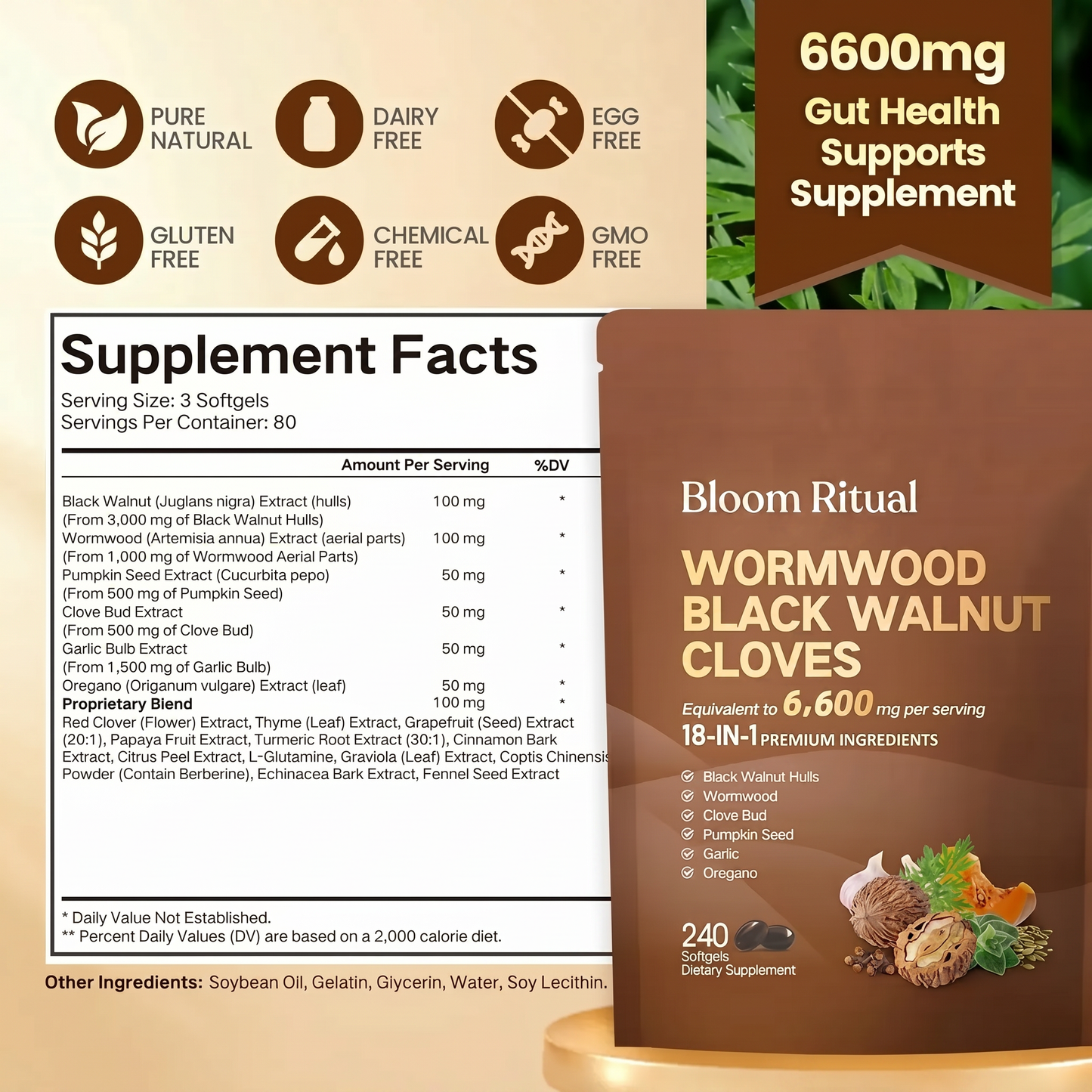 Wormwood Black Walnut Cloves Capsules