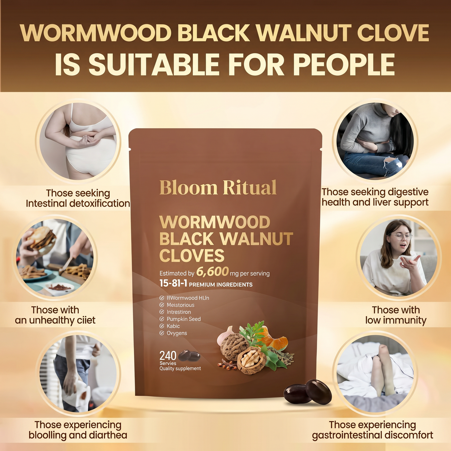 Wormwood Black Walnut Cloves Capsules